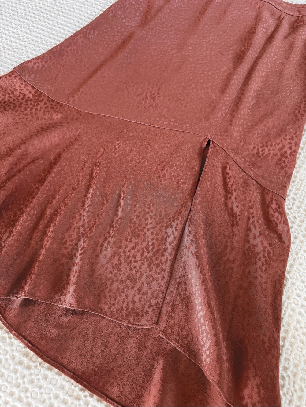 Madewell Cheetah Jacquard Bias Cut Midi Skirt Rust Satin Size 4 ND132 HO21 - Picture 5 of 11
